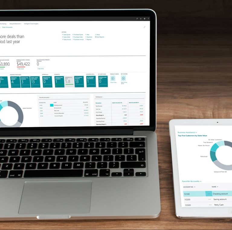 imagen de un portatil ejecutando Microsoft Dynamics 365