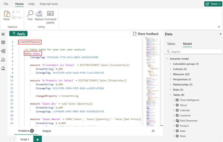 Los scripts TMDL se guardan junto con el archivo PBIX o PBIP. 