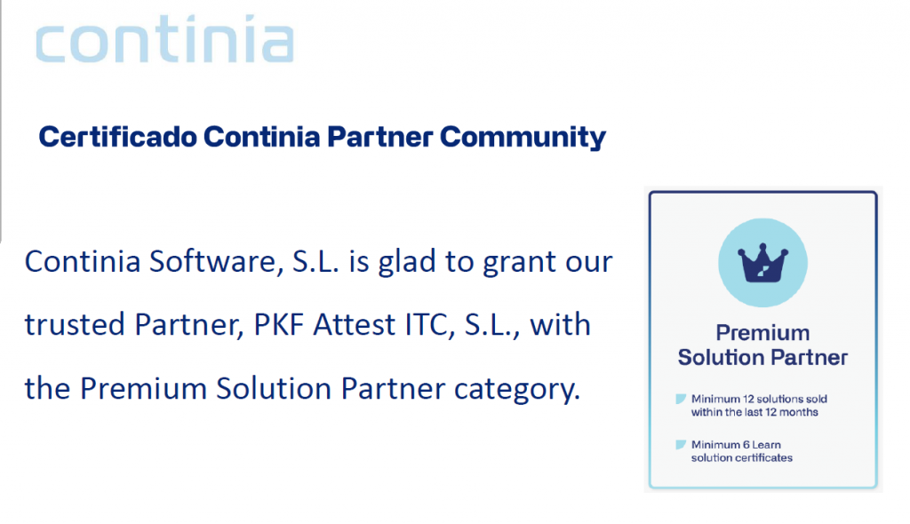 ertificado Premium Partner Solution Continia Software