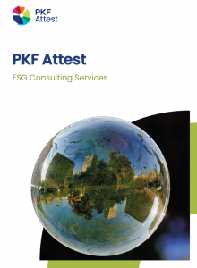 Folleto de los servicios ESG en PKF attest consulting. Socios, servicios, mediambiente